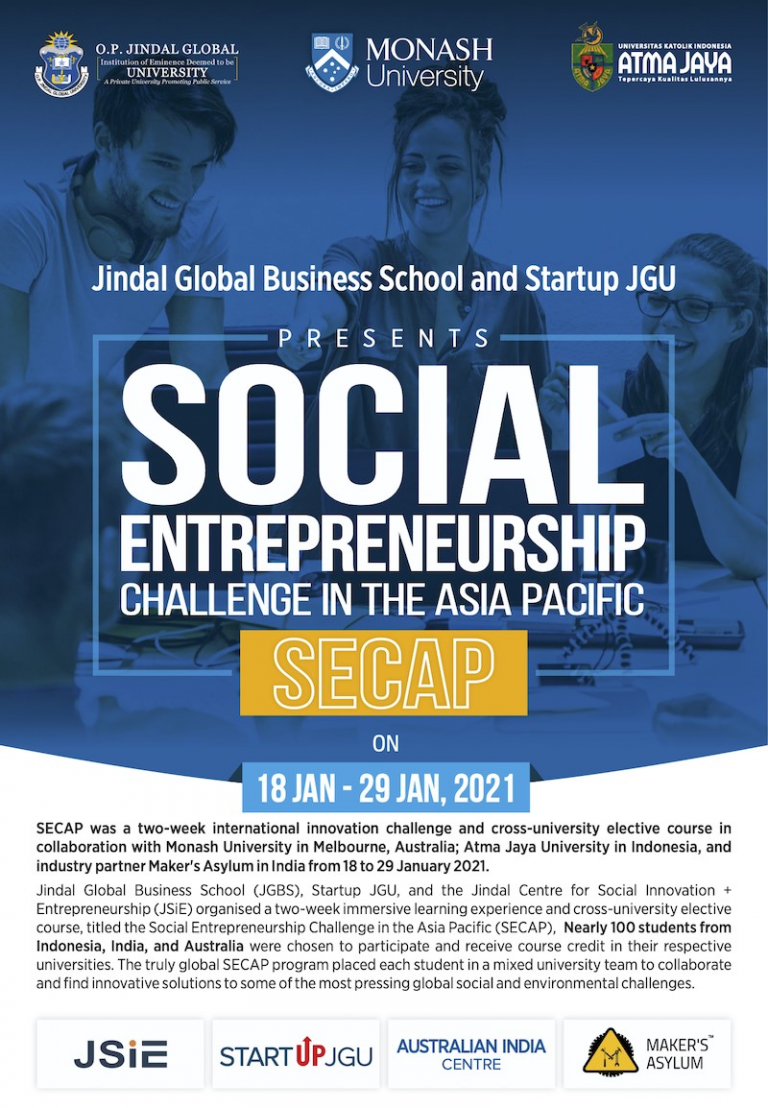 Congratulations to the 29 JGU students who have successfully completed SECAP 2021: Social Entrepreneurship Challenge in the Asia Pacific (SECAP)