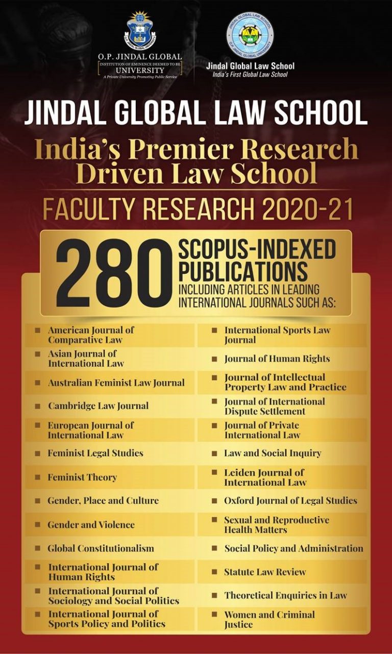 Jindal Global Law School’s Faculty Research in Scopus-Indexed Publications Exceed all NLUs