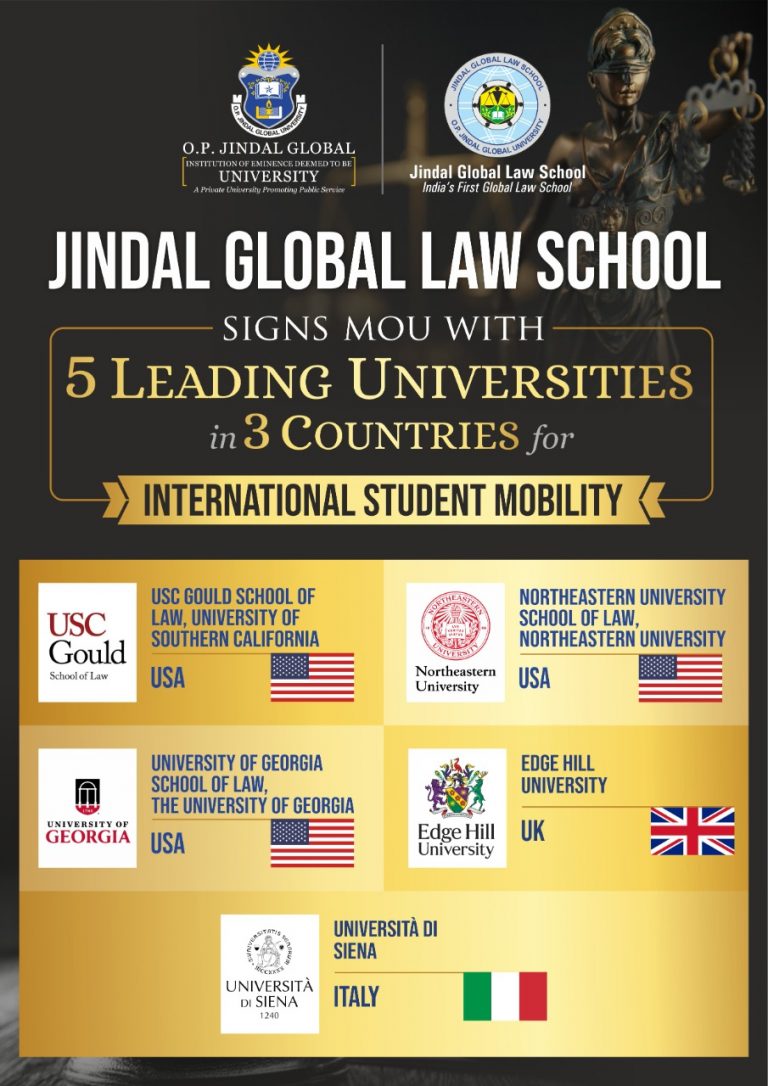 Jindal Global Law School Signs Agreements with Top Universities in US, UK  & Italy for Student Mobility