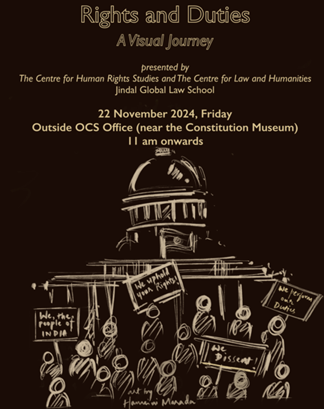 A poster with text and images of people holding signs  Description automatically generated