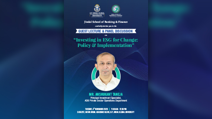 ESG Investing & Policy - Guest lecture and panel discussion with Dr. Anshukant Taneja, ADB
