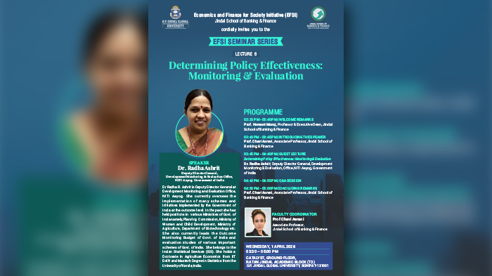 Lecture on "Determining Policy Effectiveness: Monitoring & Evaluation " by Dr Radha Ashrit,  DDG, DMEO, NITI Aayog