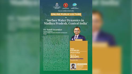 ONLINE PUBLIC LECTURE on "Surface Water Dynamics in Madhya Pradesh, Central India