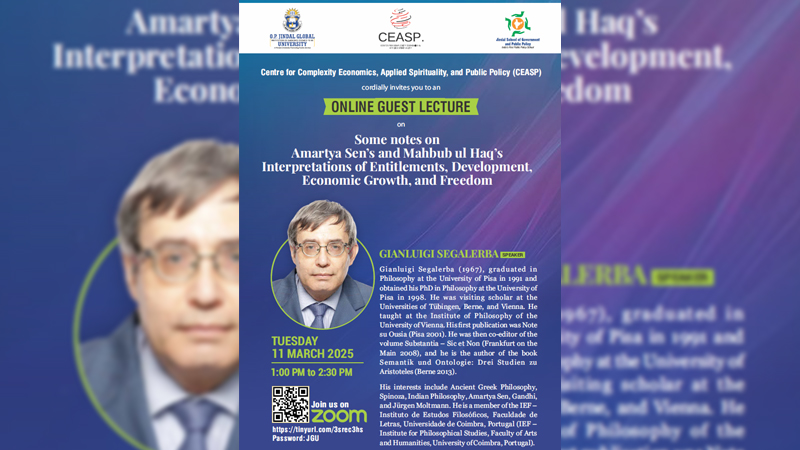 Online Guest Lecture on Some notes on Amartya Sen’s and Mahbub ul Haq’s Interpretations of Entitlements, Development, Economic Growth, and Freedom