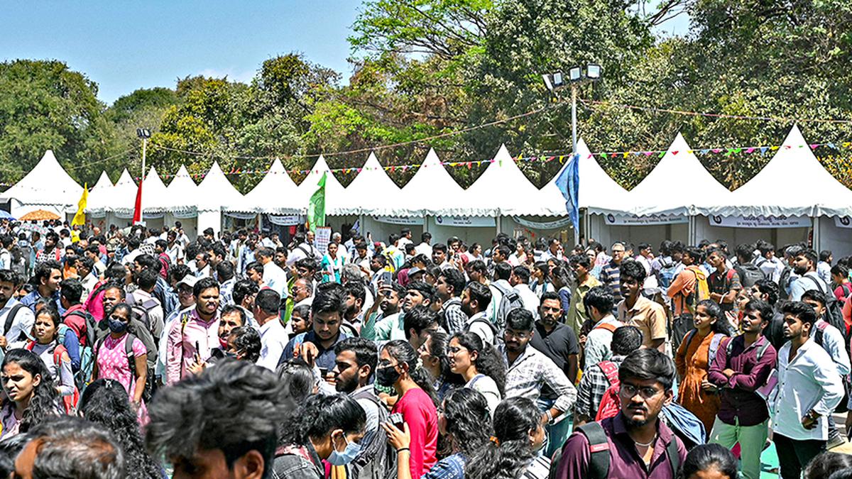 Job seekers gather to attend a walk-in-interview during a State-level job fair organised by Karnataka in Bengaluru on February 26. | Photo Credit: AFP