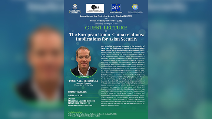 Guest Lecture: The European Union-China relations: Implications for Asian Security