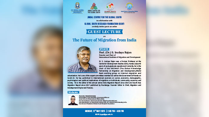 JCGS Online Guest Lecture on ‘The Future of Migration from India’