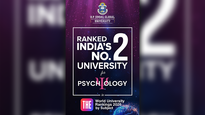 JGU secured 2nd position nationally for psychology, placing within the top 500 globally
