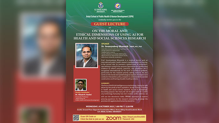 Guest Lecture on the moral and ethical dimensions of using AI for health and social sciences research by Dr. Soumyadeep Bhaumik